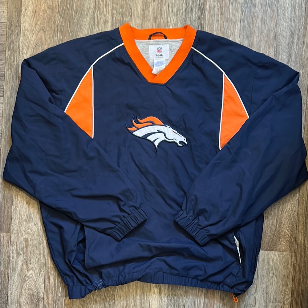 NFL Team Apparel DENVER BRONCOS L/S Pullover Jersey Lined VNeck Sweatshirt XL